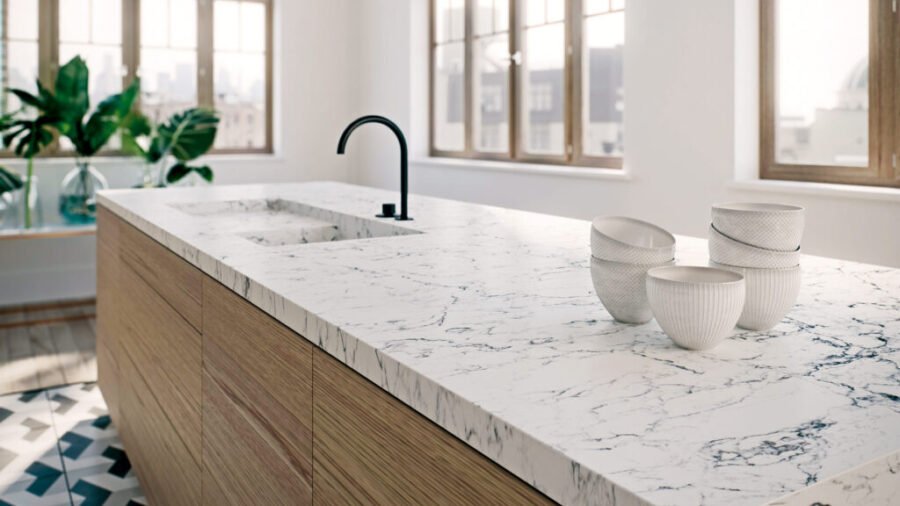 Composiet Keukenbladen White Attica Caesarstone